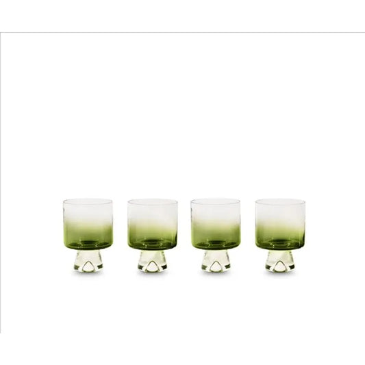 Tank Gift Set Low Ball Glasses x 4 Green