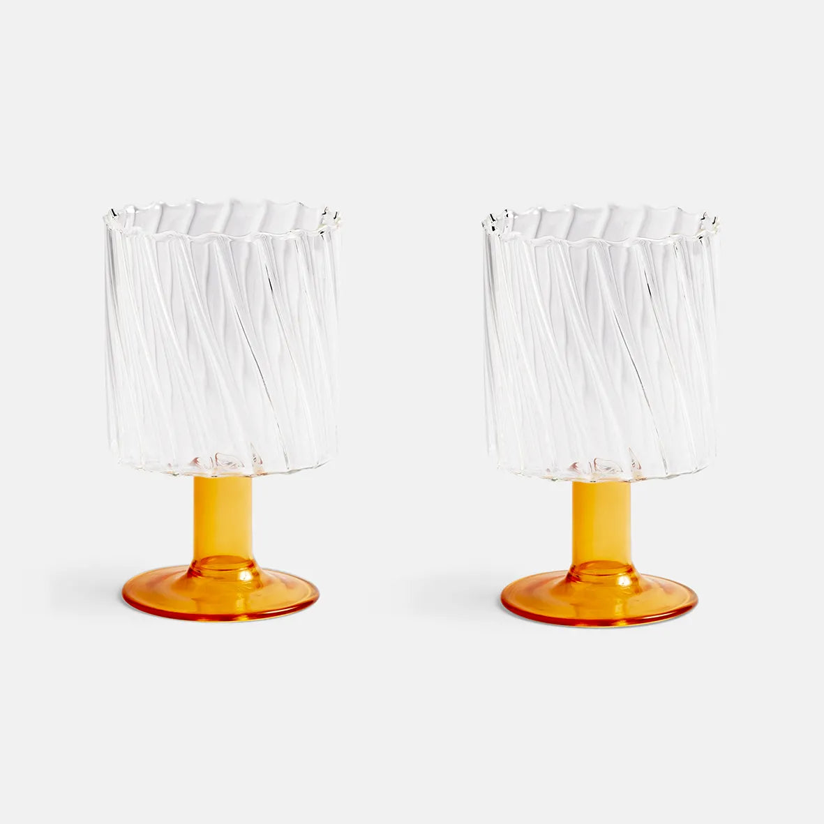 Glass twirl orange set of 2