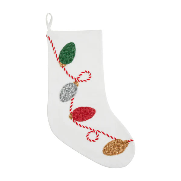 LIGHTS BEADED XMAS STOCKING