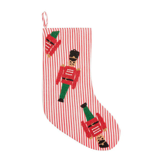 NCRACKER BEADED XMAS STOCKING