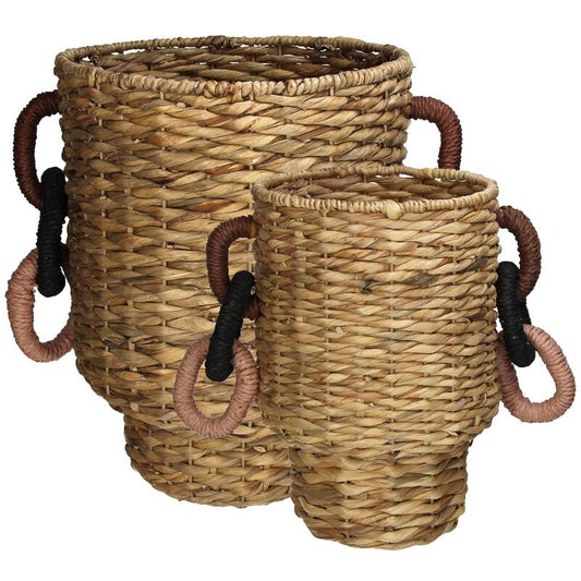 Basket Water Hyacinth Natural 42x32x41cm