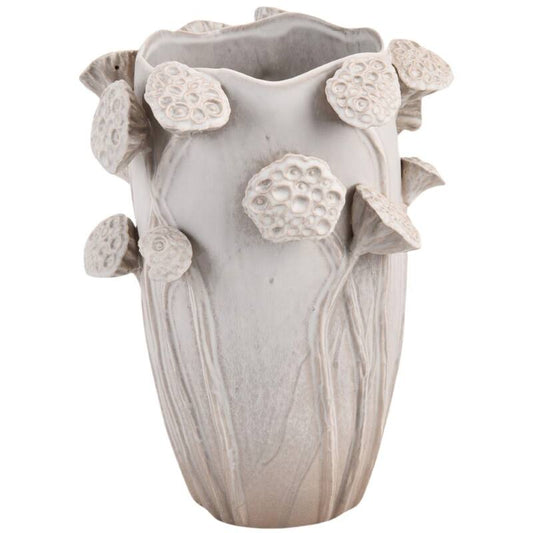 Vase Lotus Stoneware White