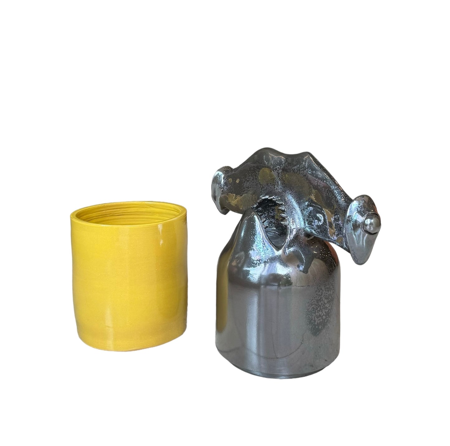 CONTAINER HAMMERHEAD L METALLIC WITH IRIDESCENCE AND YELLOW IN CERAMIC
