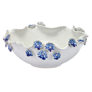 Ceramic Flower Bowl 19" Blue Lilly