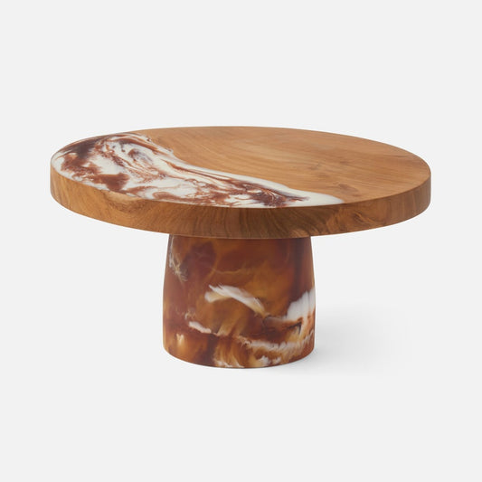 Cake Stand Resin/Natural Teak