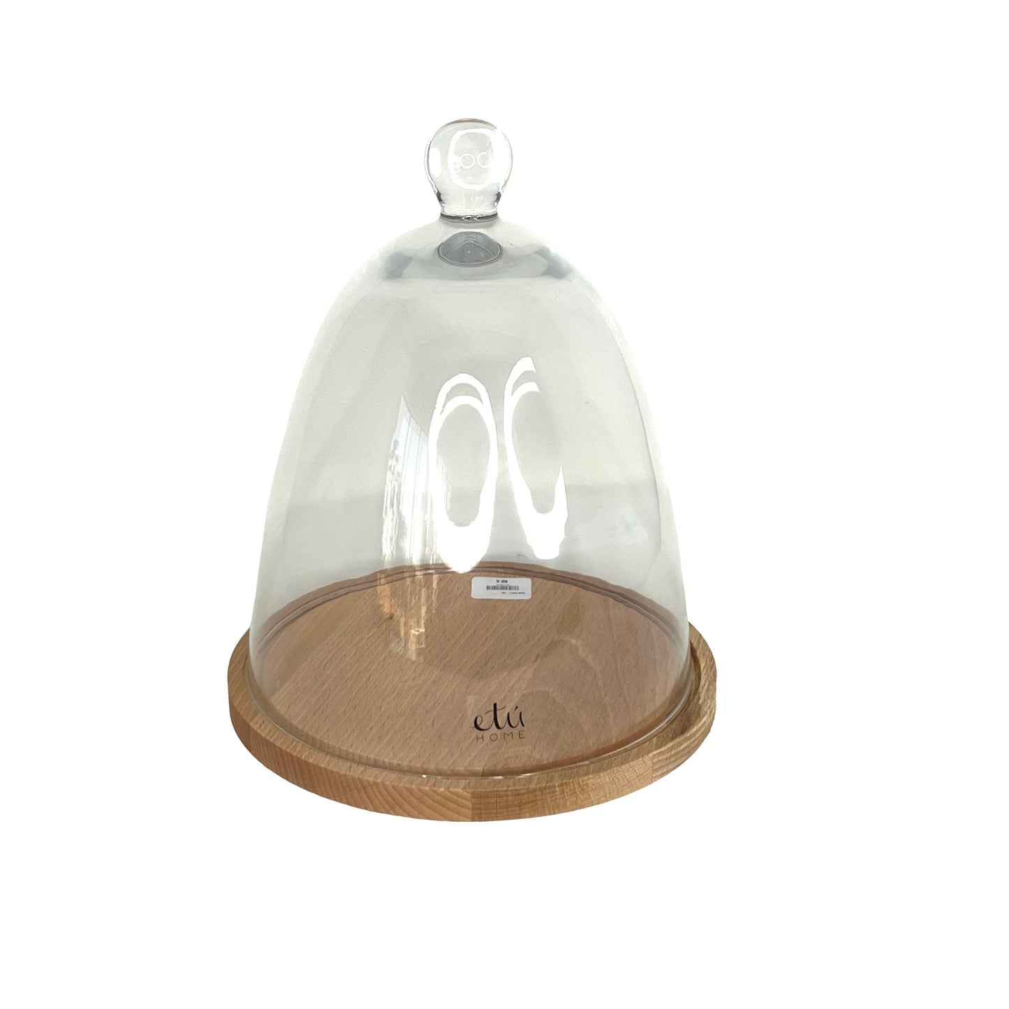 Glass Bell Jar with Wood Base Tall