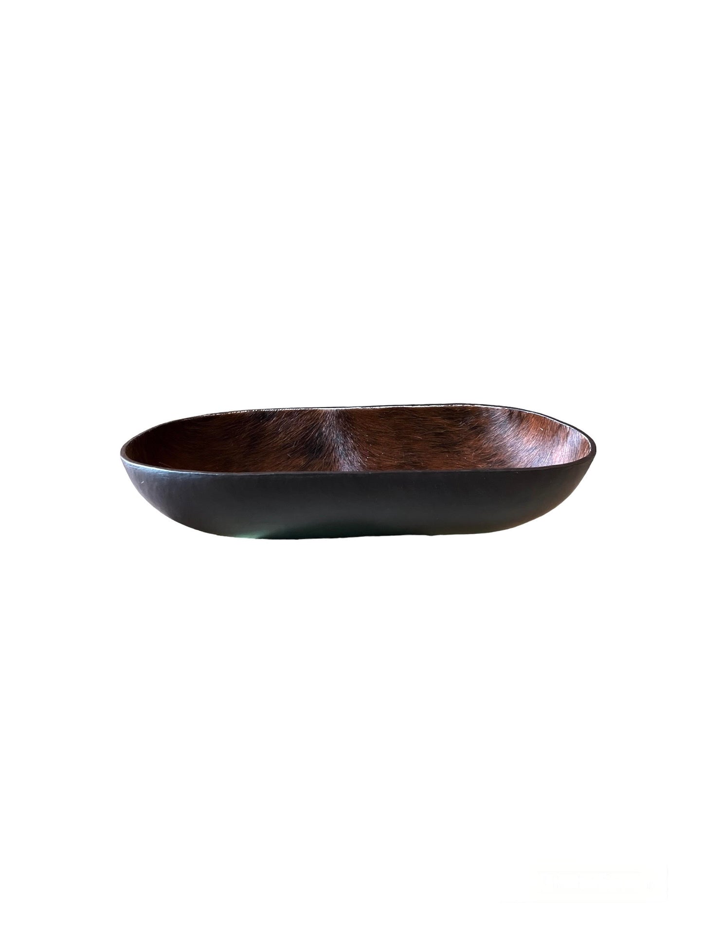 Natural Leather Oval Bowl Small