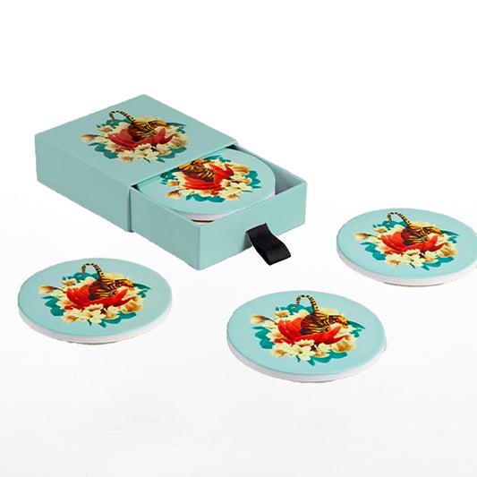 Masktiger set of 4 ceramic coasters