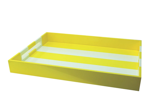 YELLOW STRIPED LARGE LACQUERED OTTOMAN TRAY